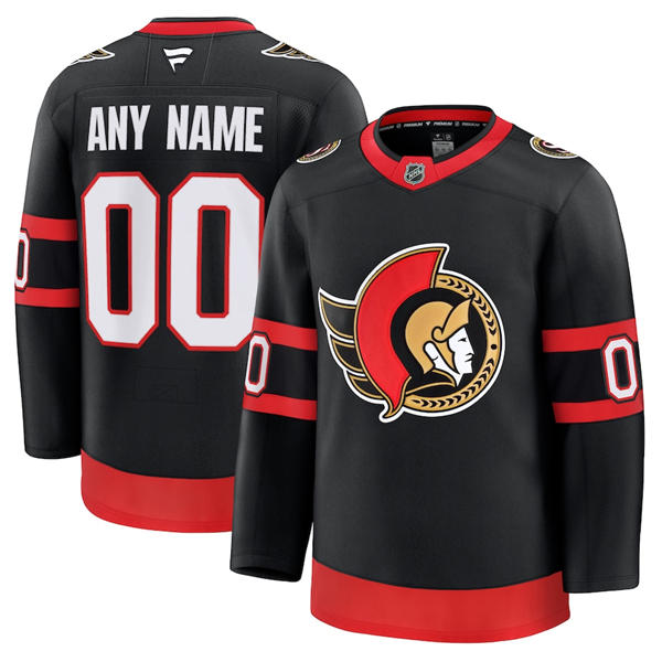 Youth Ottawa Senators Custom Stitched Fanatics Home Black Premium Jersey